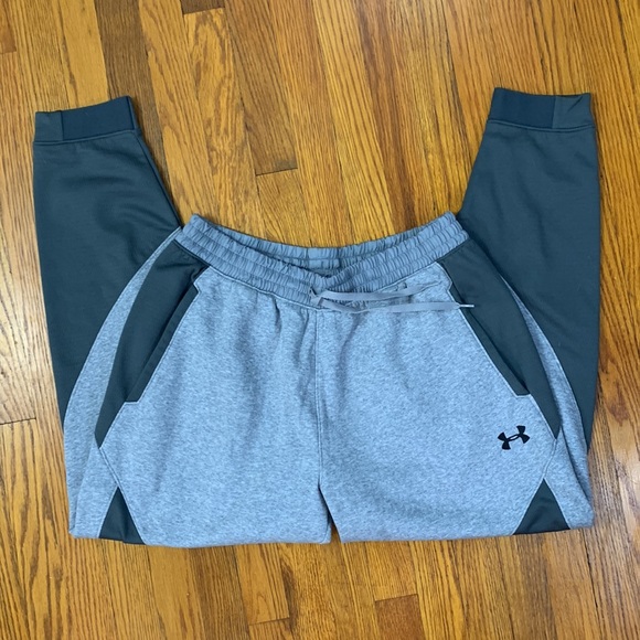 Men’s Under Armour Jogger Sweat Pants Drawstring Wait Gray on Gray Sz L EUC - Picture 2 of 5